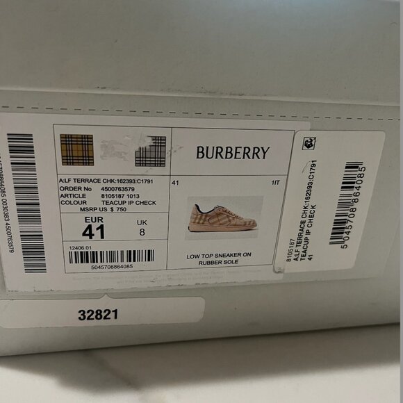 Burberry Terrace Check Sneaker - Women's size 41 - NEW IN BOX! - Picture 8 of 10